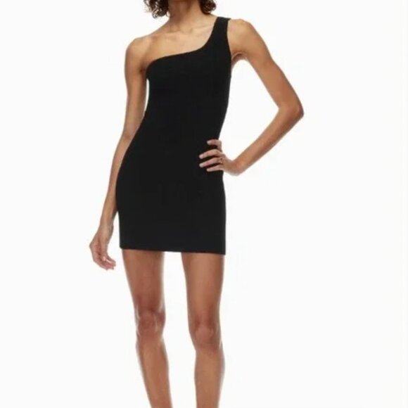 Aritizia (Babaton) Sculpt Knit One-shoulder Dress, Black (M) - Picture 3 of 5